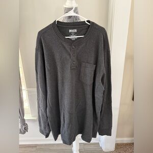 Duluth Trading Shirt Size XL Mens Gray Burly Thermal Waffle Knit Crew Neck